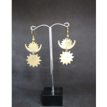 Pair of Nepali Themed Brass Earrings