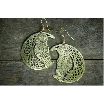Pair of Owl Designed Brass Earrings