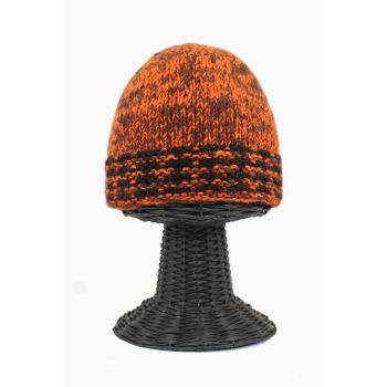 100% Pure Woolen Soft & Warm Orange and Black Beanie Hat
