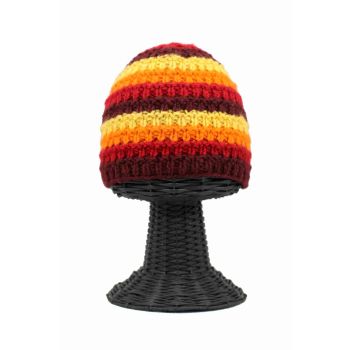 100% Pure Woolen Soft & Warm Multi-Colored Striped Beanie Hat