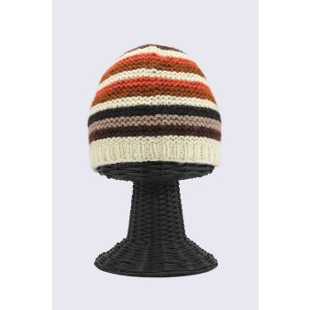 100% Pure Woolen Soft & Warm Multi-Colored Striped Beanie Hat