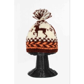100% Pure Woolen Soft & Warm Multi-Colored Deer Designed Beanie Hat