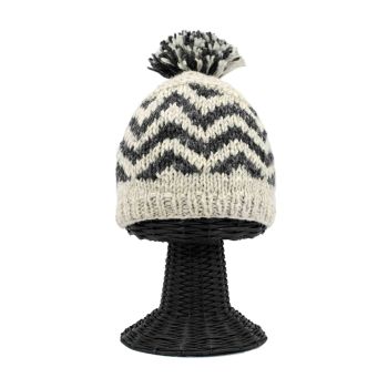 100% Woolen Outside and Polyester Inside Soft & Warm Stretchable Multi-Colored Patterned Beanie Hat