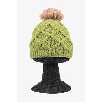 Soft & Warm Stretchable 100% Woolen Outside and Polyester Inside Light Green Beanie Hat