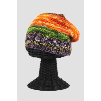 100% Woolen Outside and Polyester Inside Stretchable Soft & Warm Multi-Colored Beanie Hat