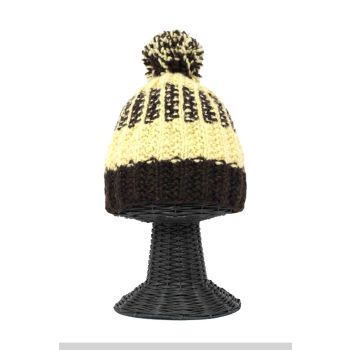 100% Woolen Outside and Polyester Inside Stretchable Soft & Warm Multi-Colored Beanie Hat