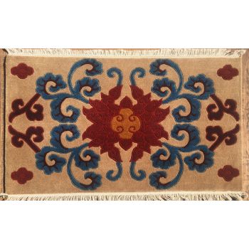 Floral Design Nepali Tibetan Hand-Knotted Woolen Carpet