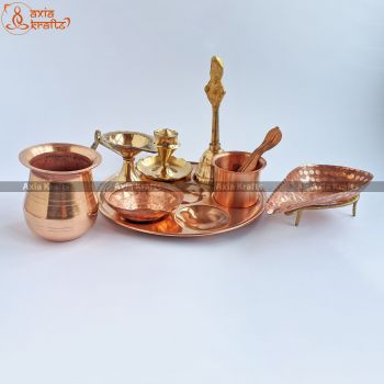 Brass Copper Puja Set All in One Complete Combo ( Medium ) | Pooja items | Axia Krafts