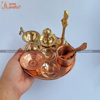 Brass Copper Puja Set All in One ( Medium ) | Pooja items | Axia Krafts