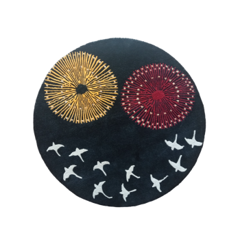 Handknotted Nepali Woolen Carpet - 60 Knots, 101cm Round, Modern Black Design