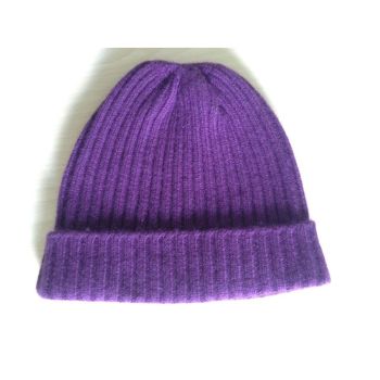 Pure Cashmere Ribbed cap Hand made in Nepal