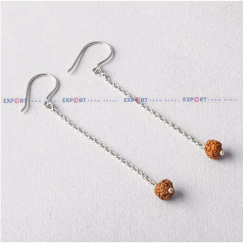 5 Mukhi Rudraksh Single Bead Sterling Silver Earring