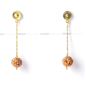 5 Mukhi Rudraksh Single Bead Brass & silver combined Earring