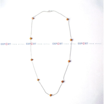 5 Mukhi Rudraksh Sterling Silver Necklace (9 Beads)