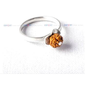 5 Mukhi Rudraksh Single Bead Rose Patel Design Ring