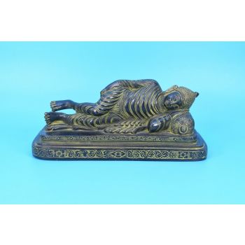 Green Brass Figurine of Buddhism Shakyamuni Buddha Statue in Meditation