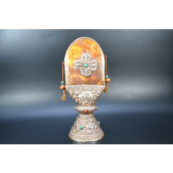 Tibetan Amber Silver-Carved Seal Signature Stamp