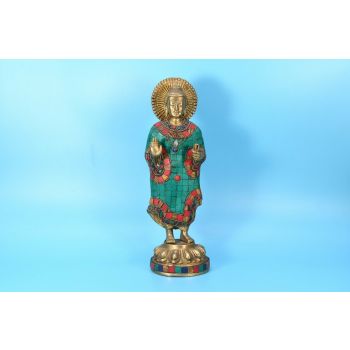 Old Brass Idol of Buddha Statue in Meditation