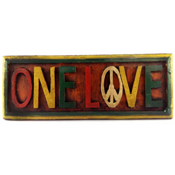 Wooden One Love Wall Hanging - Painted