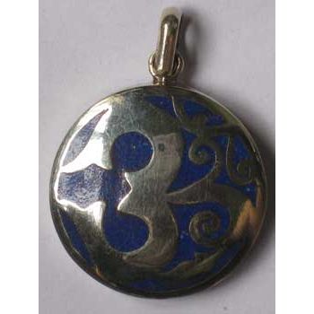 Hindu and  Buddhism Om Lapis pendant 