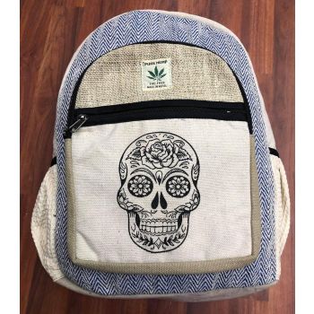 Skull Printed Hemp-Cotton BagPack.
