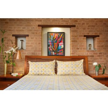 Handmade Yellow Turkish Pattern Cotton Bedsheet