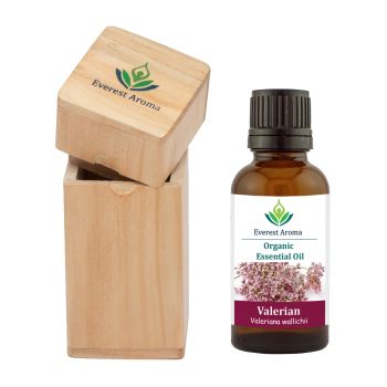 Organic Valerian Essential Oil | 10 ml  with wooden case  |  Aromatherapy | Herb Extract 
