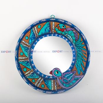 Bird Painted Circle Mirror