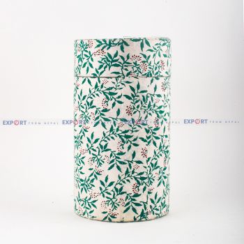 Green Floral Design Cylindrical Box