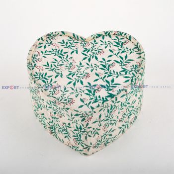 Green Floral Design Heart Shaped Box