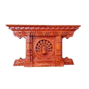 Wooden Peacock Window 20x12 Inches