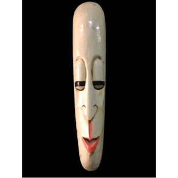Handmade Wooden Mask Of Long Face Somalian, Painted White