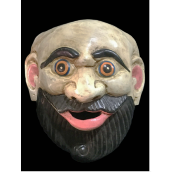 Handmade Wooden Mask Of Joker (Beard), Painted White