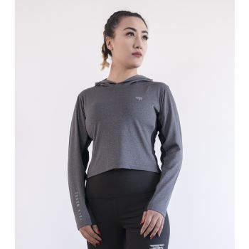 Gray LooseFit Croptop with Hoodie for Women
