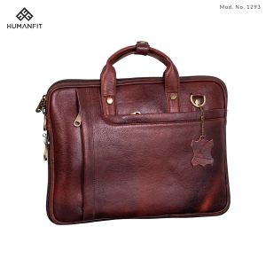 Human Fit Handmade Genuine Leather Slim Expandable Compact Laptop Bag
