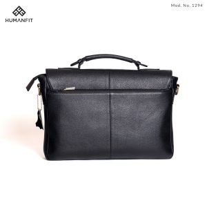 Human Fit Genuine Leather Laptop File Bag-black