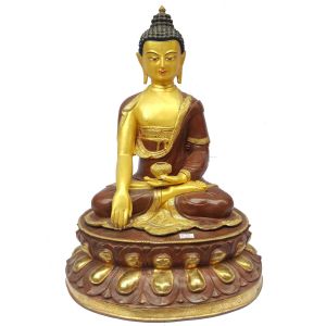 Shakyamuni Buddha Statue Golden Color Painted Body Gold Painted Face