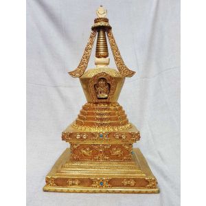Namgyalma Stupa Full Fire Gold Plated Deep Carving