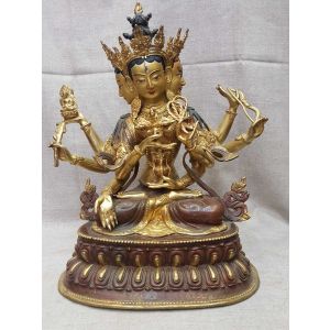 *Old Stock* Statue of Namgyalma Partly Gold Plated with Painted Face.