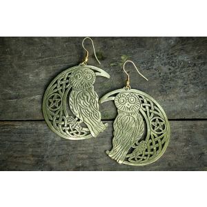 Pair of Owl Designed Brass Earrings 