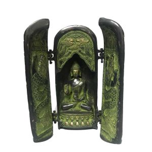 Folding Buddha Statue, Green Antique