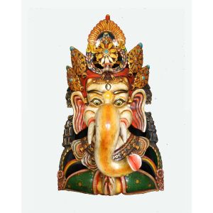 White Wooden Namaste Ganesh Mask