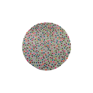 Grey With Multi Color  100 Cm x 100Cm Round Felt Ball Carpet Made In Nepal