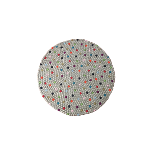 Handmade Weave: Grey Round Rug - 100 cm Diameter, 2.2 cm Ball Detailing, Brand New