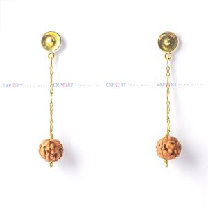 5 Mukhi Rudraksh Single Bead Brass & silver combined Earring