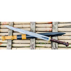 Viking Sword Hand Forged Double Edged Folded Carbon Steel Leaf-Shaped Blade-24 inches Blade