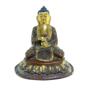 Old Stock , Tibetan Statue of Amitabha Buddha, Patly Gold Plated and Painted Face , Last Piece