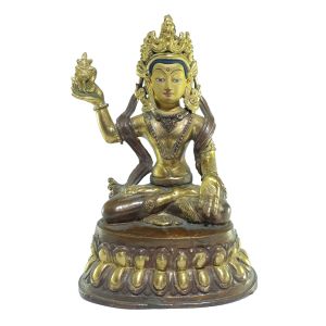  Old Stock , Tibetan Statue of Bodhisattva, Patly Gold Plated and Painted Face , Last Piece