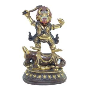  Old Stock , Tibetan Statue of Yamantaka, Patly Gold Plated and Painted Face , Last Piece