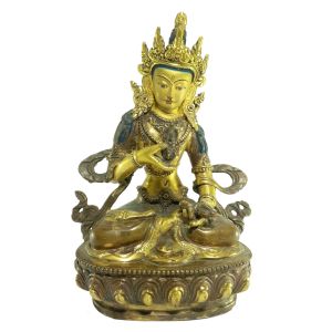  Old Stock Statue of Vajrasattva Partly Gold Plated , Painted Face, Last Piece 